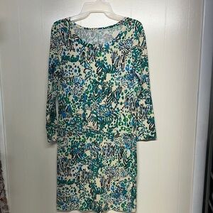 Lilly Pulitzer Green and Blue Sheath Midi Dress